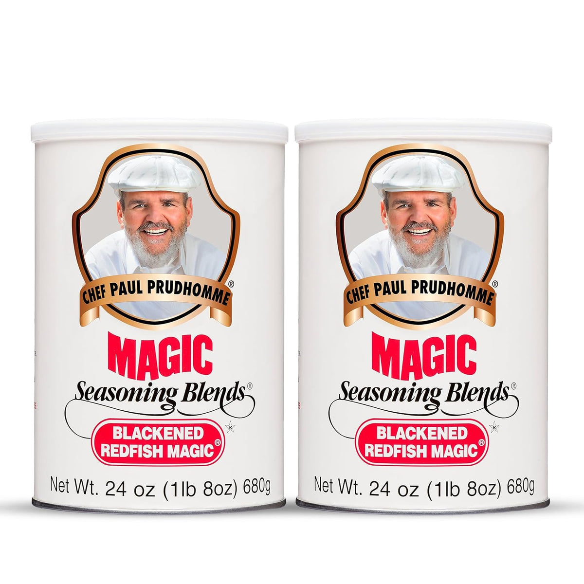 Chef Paul Prudhomme's Blackened Redfish Seasoning pack shot highlights bold Cajun flavor
