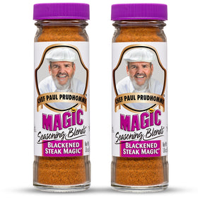 Chef Paul Prudhommes Blackened Steak Magic bottle front, ready to boost bold steak flavor.