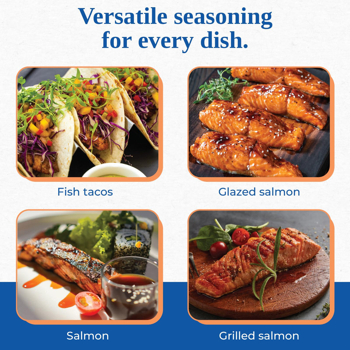 Cooked seafood plate featuring Salmon Magic as a versatile seasoning.