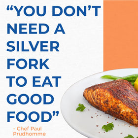 Seafood platter ready with Chef Paul Prudhomme Blackened Redfish seasoning enhancement