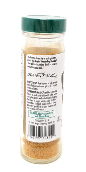 Chef Paul Prudhomme's Vegetable Magic Seasoning being poured for rich veggie flavor.
