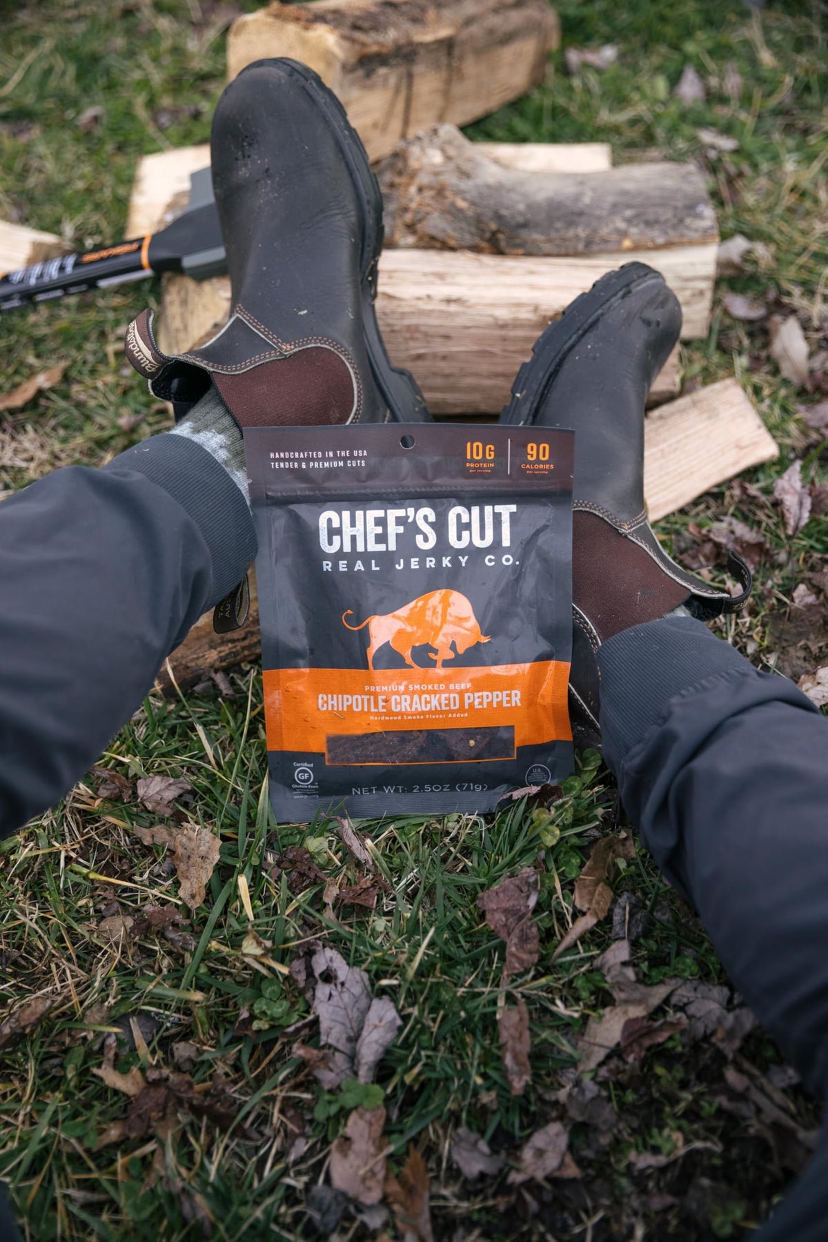 Chef's Cut Real Jerky Top Round Sirloin Cut highlights quality beef.