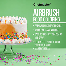 Chefmaster color application on cake demonstrates precise airbrush work
