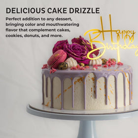 Chefmaster chocolate drizzle on cake creates smooth top and drips along the sides.