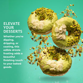 Chefmaster drizzle on cupcakes, cookies, and donuts for a professional gloss.