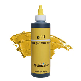 Chefmaster Gold Liqua-Gel bottle pour demonstrates precise control for vibrant icing