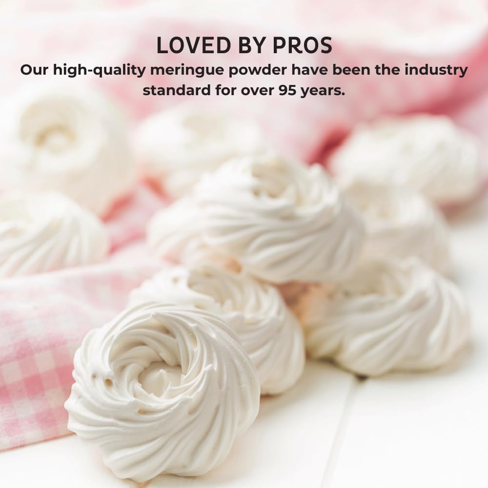 Chefmaster Meringue Powder Deluxe resealable container for pantry organization and freshness.
