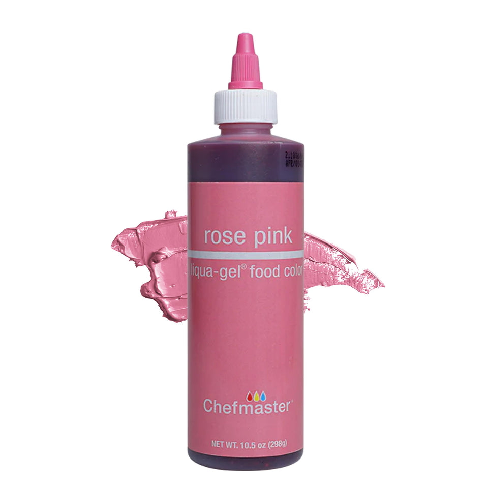 Chefmaster Rose Pink Liqua-Gel bottle showing vivid color for precise icing decoration