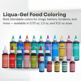 Chefmaster Royal Blue Liqua-Gel provides strong color with only a small amount.