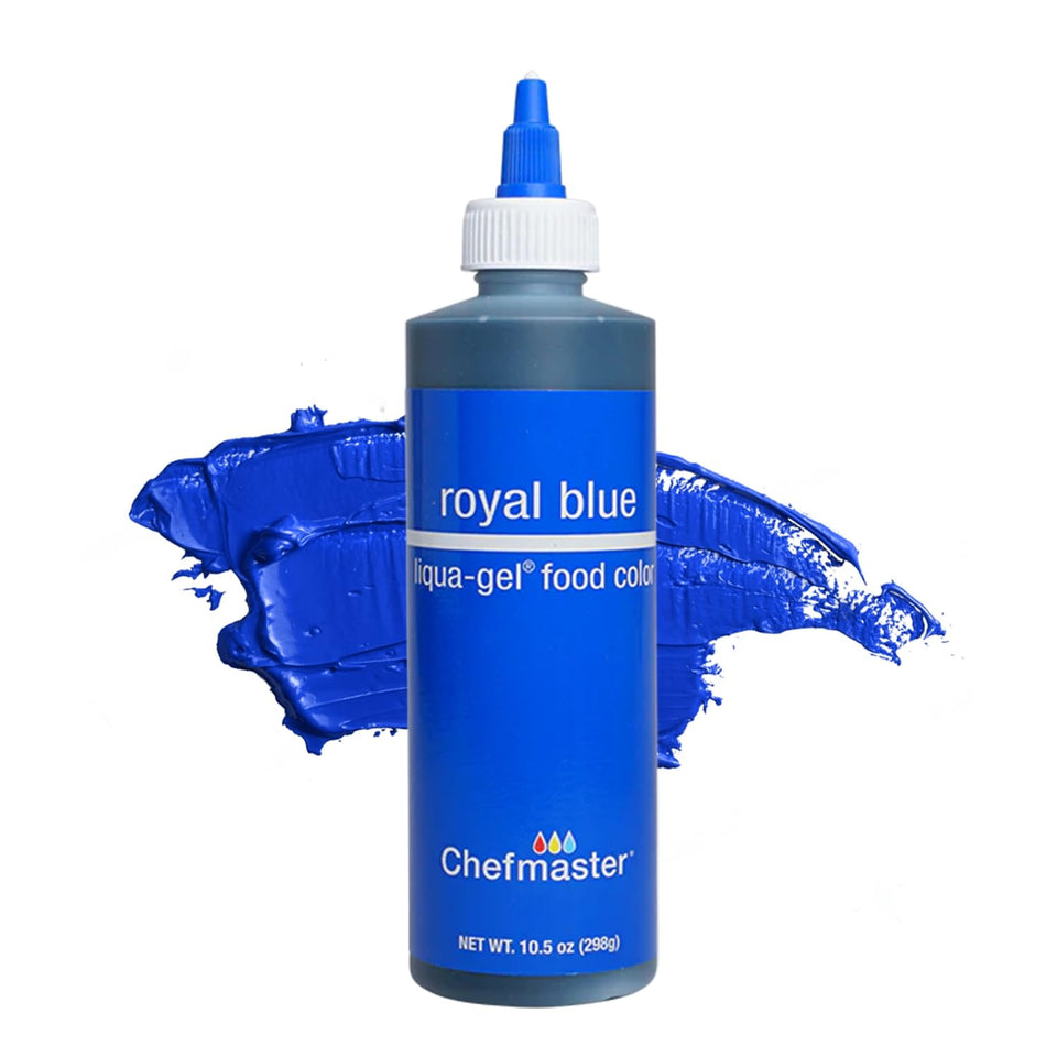 Chefmaster Royal Blue Liqua-Gel colors icing with a bold, fade-resistant royal blue.