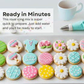 Chefmaster Royal Icing with colors demonstrated for layered decorations.