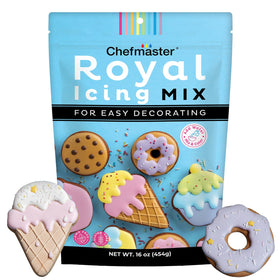 Chefmaster White Royal Icing Mix package ready to mix for quick cookie decorating.