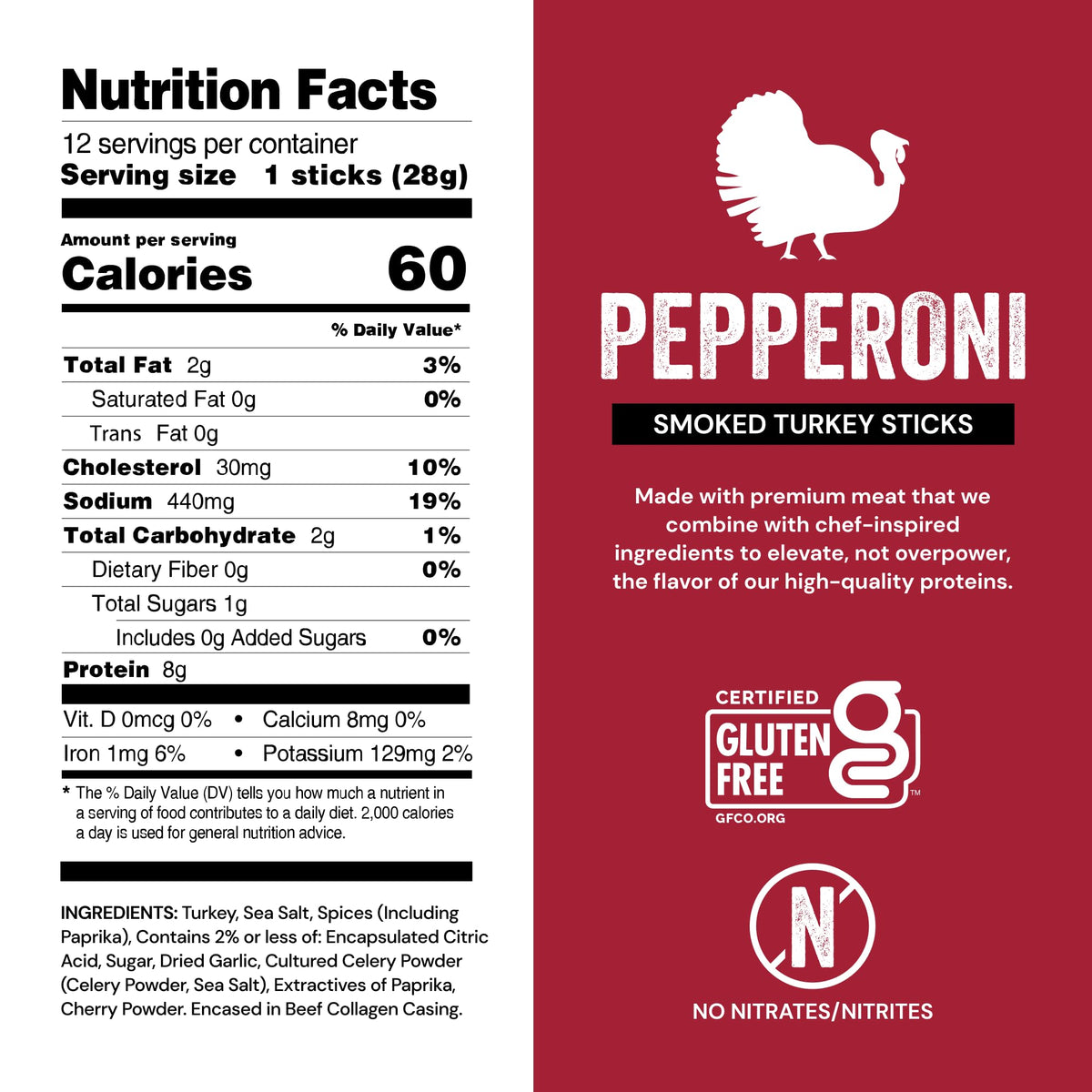 Chef's Cut Real Turkey Jerky 1oz stick high-protein snack for workouts.