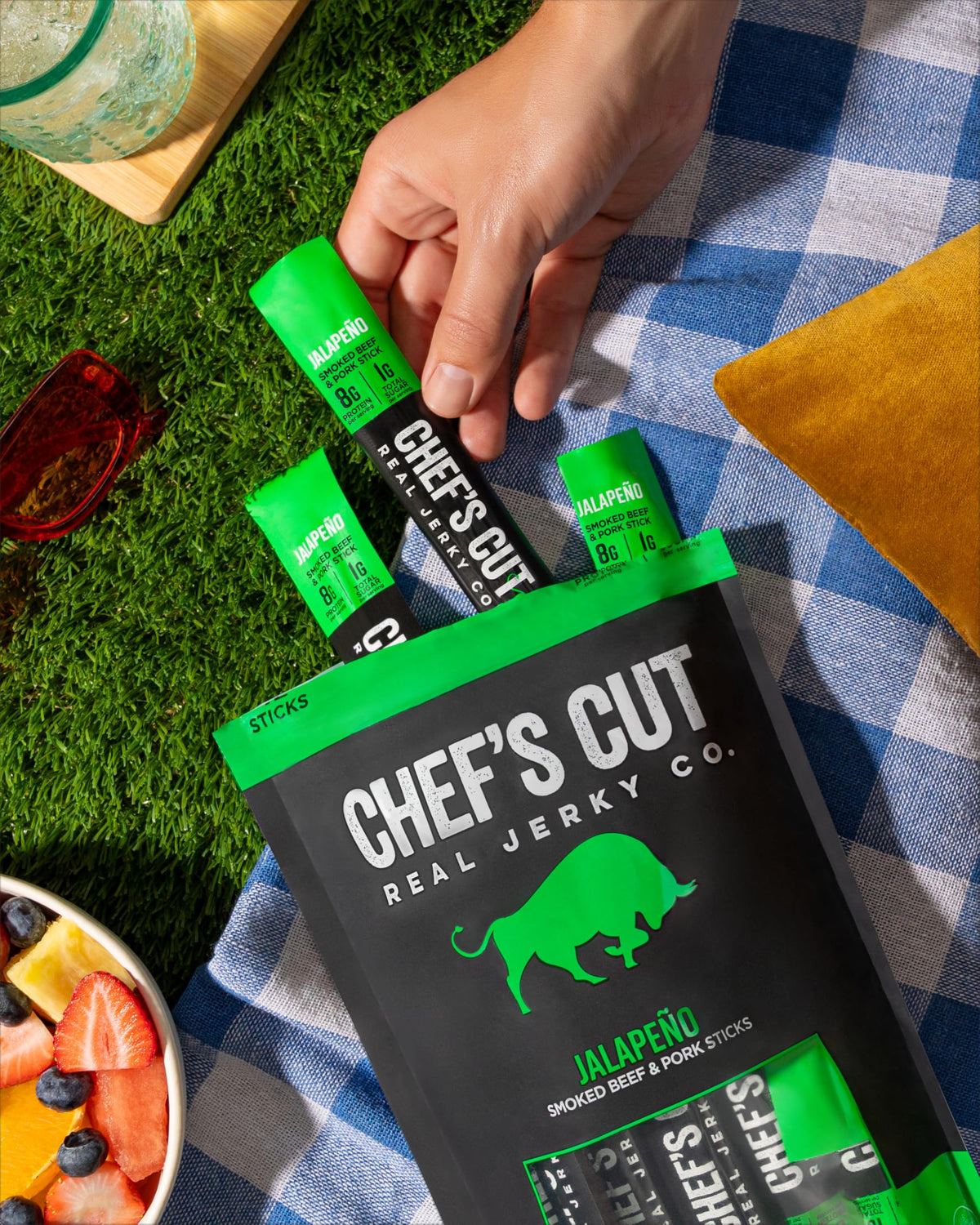 Chefs Cut slow-smoked jerky stick offers restaurant-quality flavor on the go.
