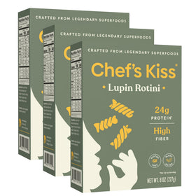 Chef's Kiss Protein Rotini packaging shows a 3-pack, ideal for protein-rich meals