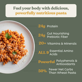 Chef's Kiss Protein Rotini raw pasta highlights clean plant-based ingredients