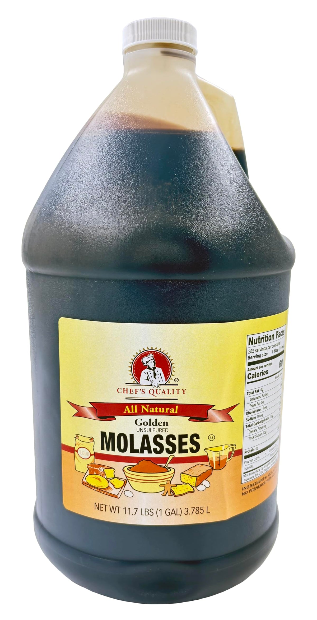 Chef's Quality Golden Molasses bottle pour for baking enriches desserts