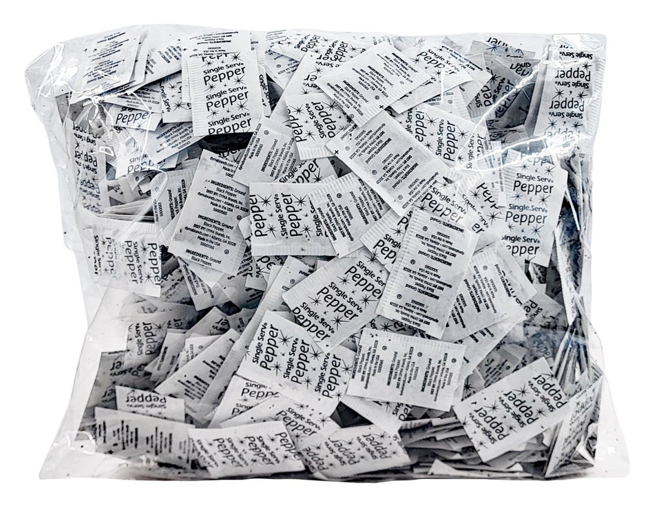 Chef's Quality gourmet ground black pepper packet at work adds aroma to bland meals.