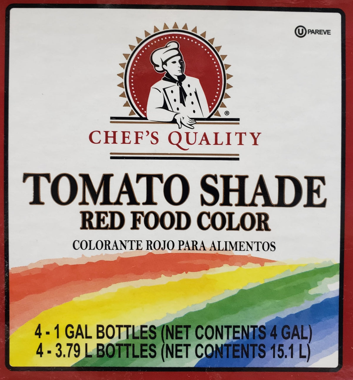 Chef's Quality Tomato Red Food Color gallon container ideal for bulk use.
