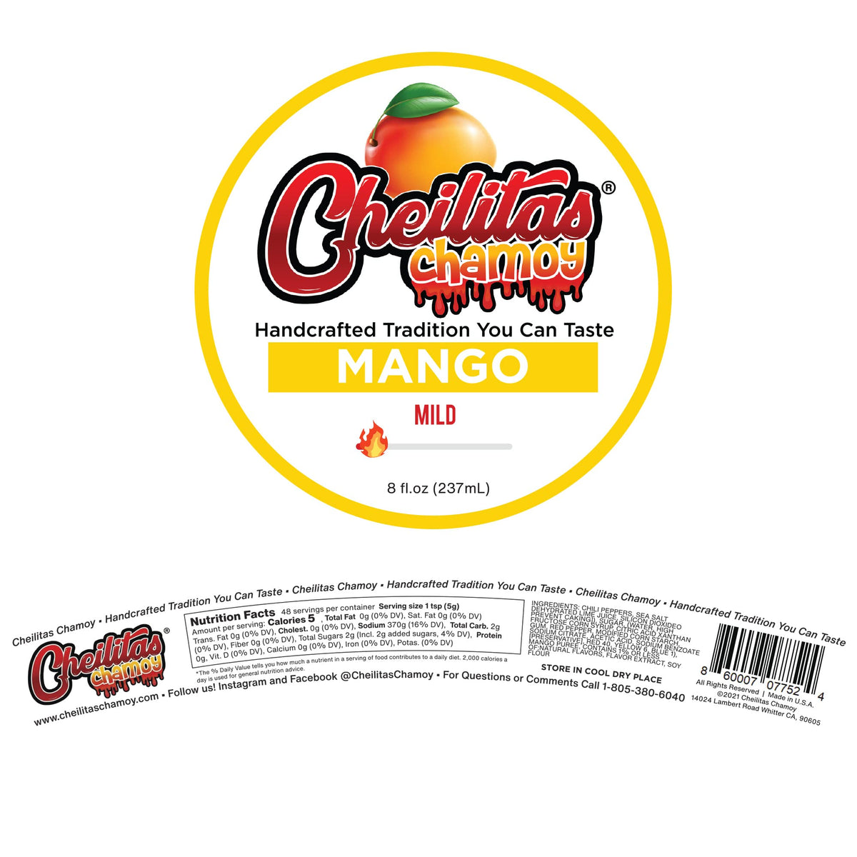 Cheilitas Chamoy Mango fruit dip with fresh fruit slices