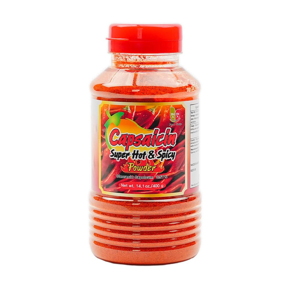 CHEON MAT First Taste Capsaicin bottle pour showing bold heat ready to flavor noodles