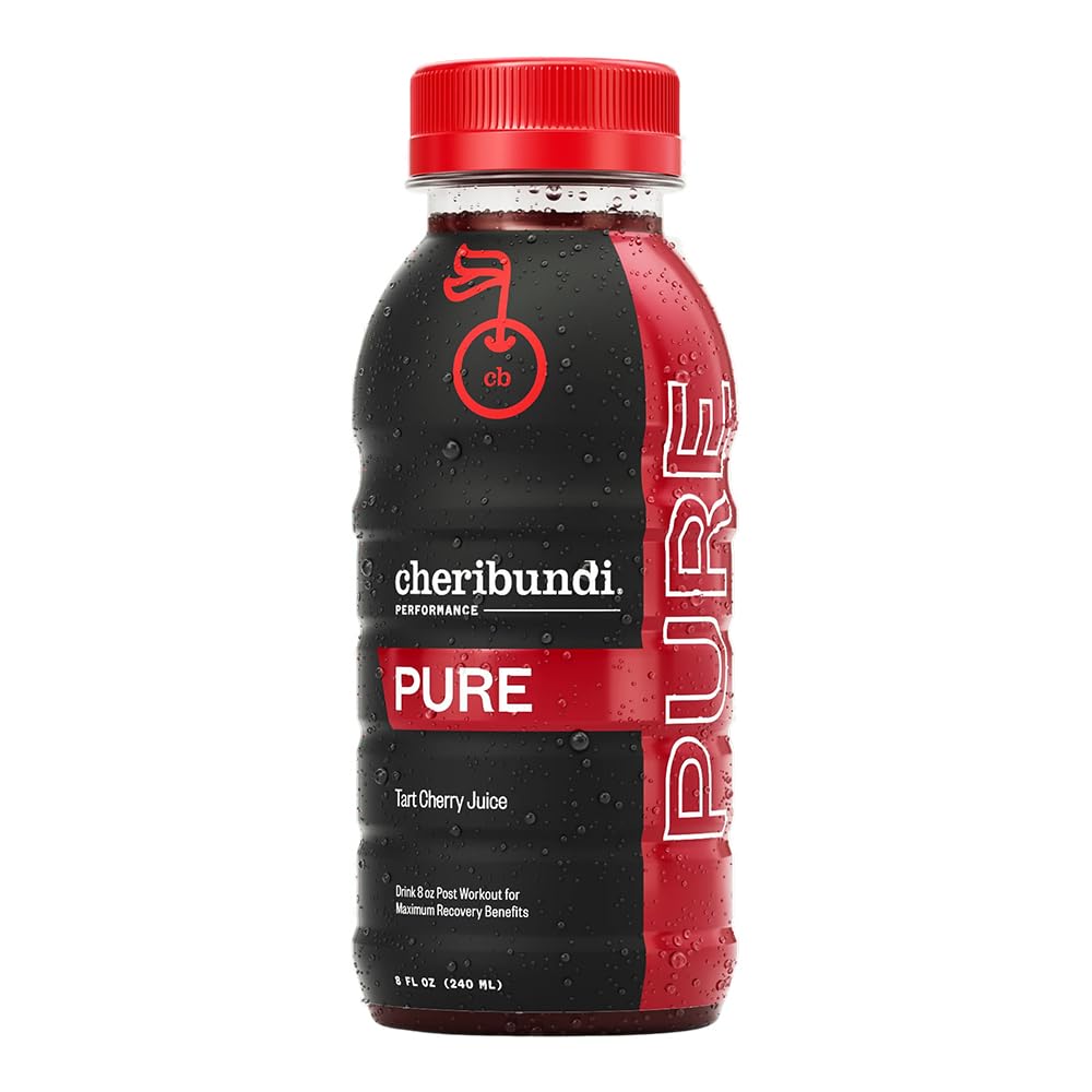 Cheribundi tart cherry juice bottle pouring to highlight recovery potential