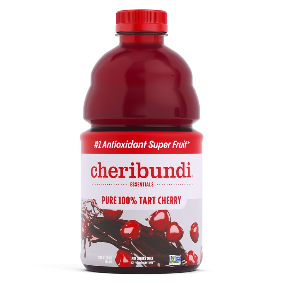 Cheribundi 100% Tart Cherry Juice bottle pouring to support post-workout recovery