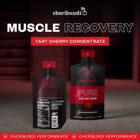 Cheribundi pouch showing 40 tart cherries per serving for antioxidant-rich juice