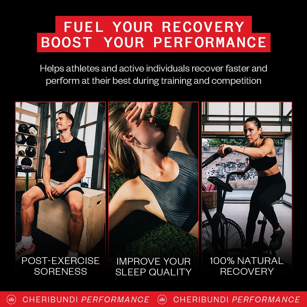 Cheribundi athlete recovery bottle shown in gym setting.