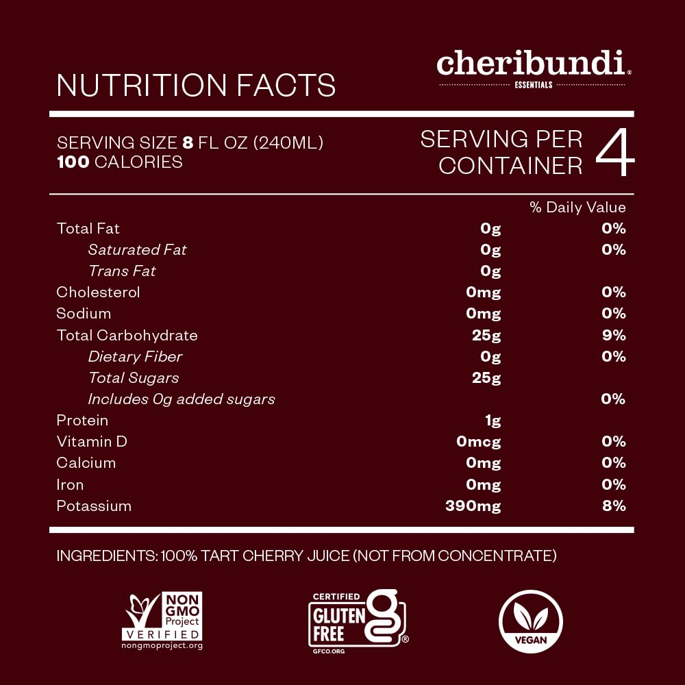 Cheribundi bottle with tart cherries suggests sleep-friendly health benefits