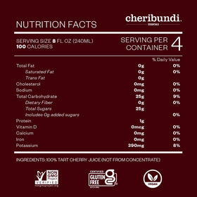 Cheribundi bottle with tart cherries suggests sleep-friendly health benefits