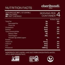 Cheribundi Original bottle with athletic gear suggesting endurance support.