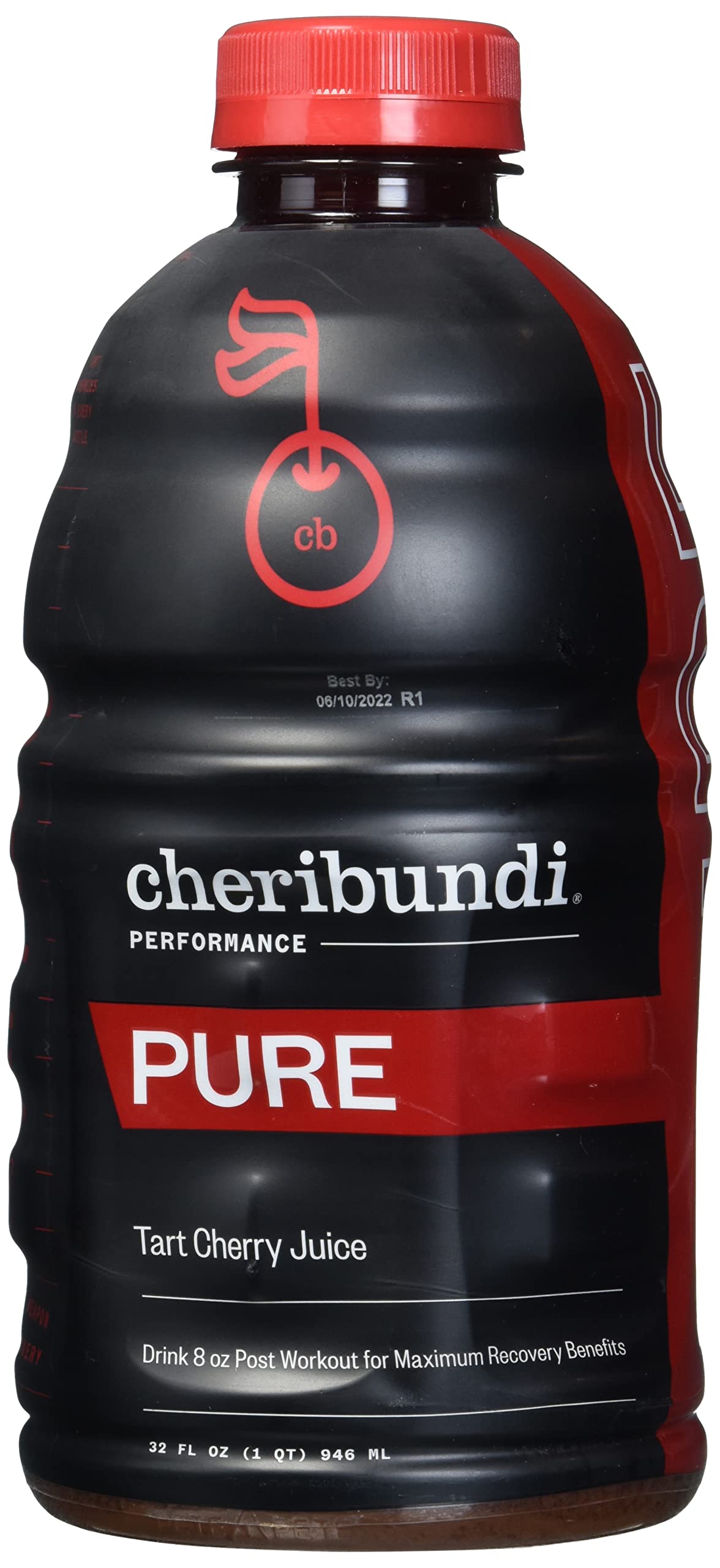 Cheribundi Pure Tart Cherry Juice bottle front view ideal for daily refreshment