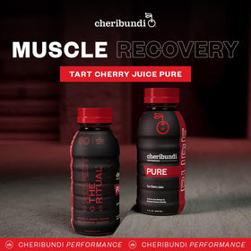 Cheribundi tart cherry juice glass ready to hydrate after training.