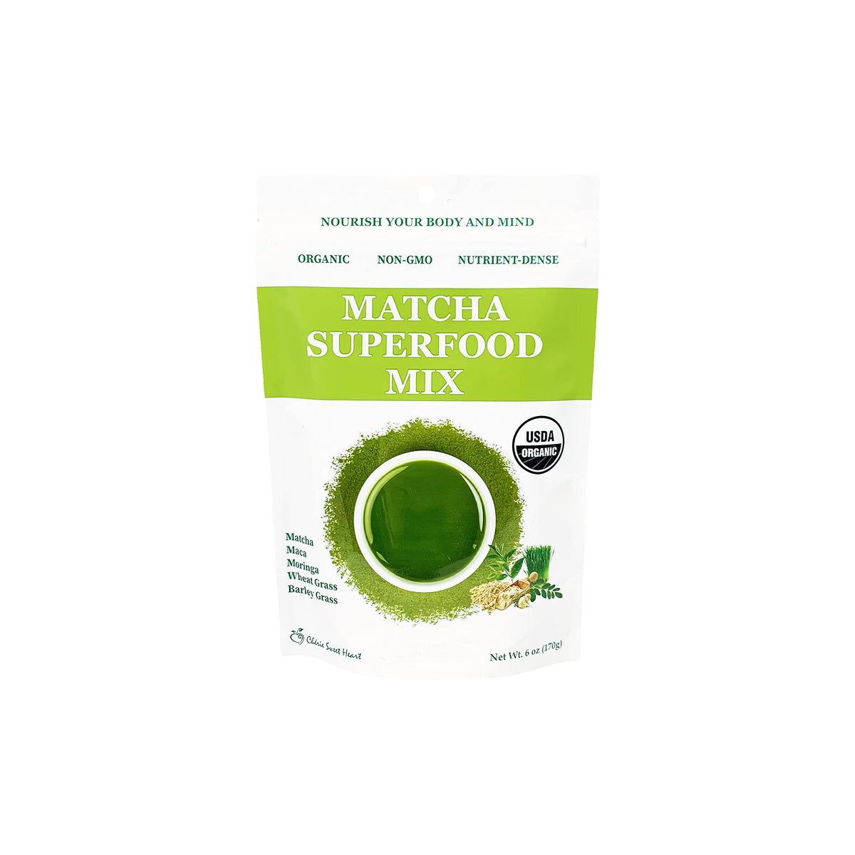 Chérie Sweet Heart Matcha powder bottle for natural focus and energy.