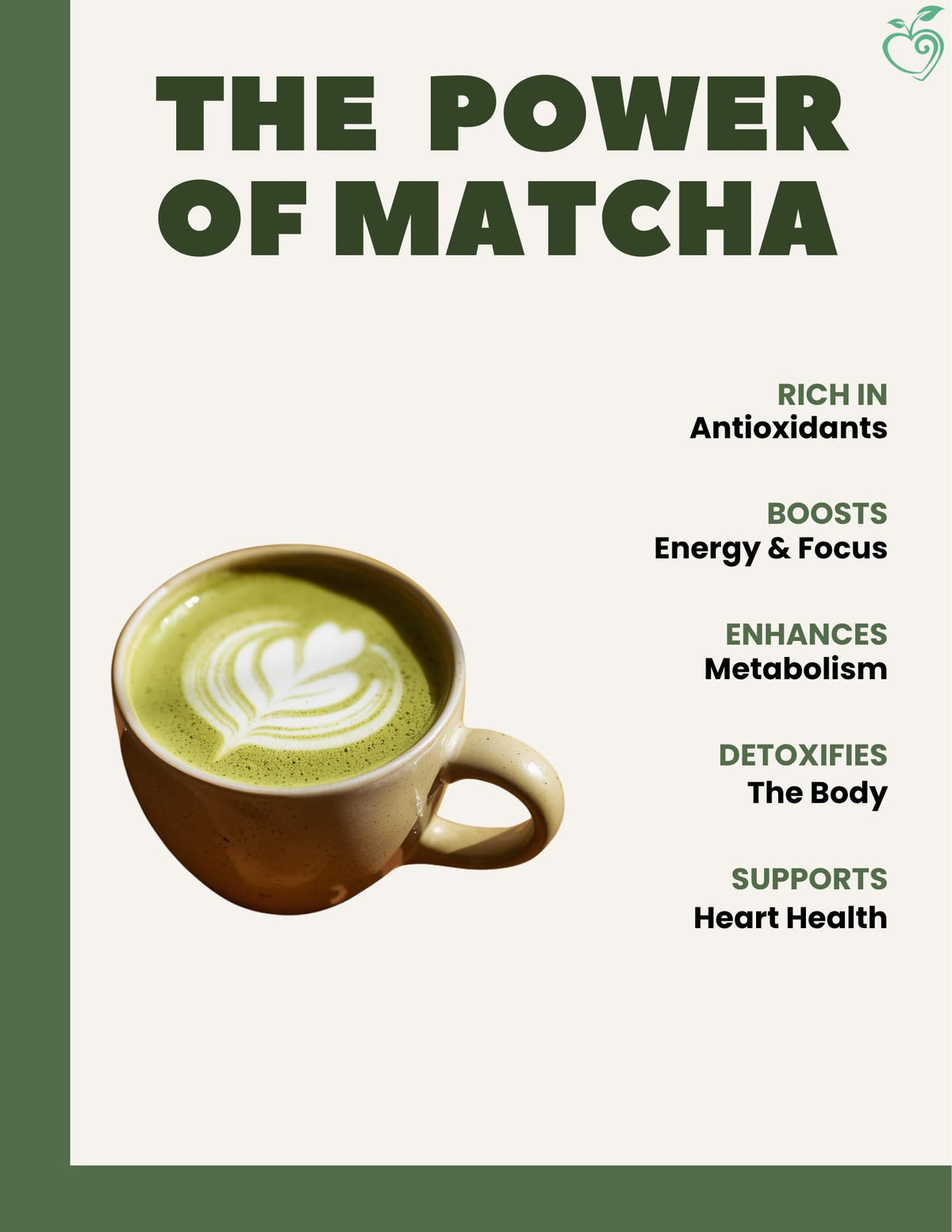 Chérie Sweet Heart matcha powder scoop highlighting organic, gluten-free ingredients.