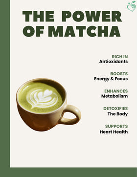 Chérie Sweet Heart matcha powder scoop highlighting organic, gluten-free ingredients.