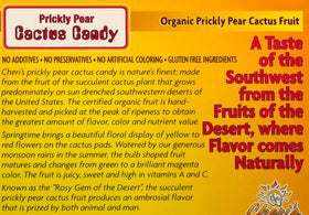 Cheri's Desert Harvest label and packaging with product details.