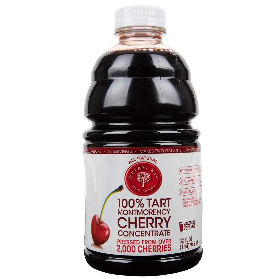Cherry Bay Orchards Tart Cherry Concentrate bottle pour for easy daily mix-in.