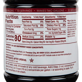 Cherry Bay Orchards Tart Cherry Concentrate glass with a mixed drink showcase.