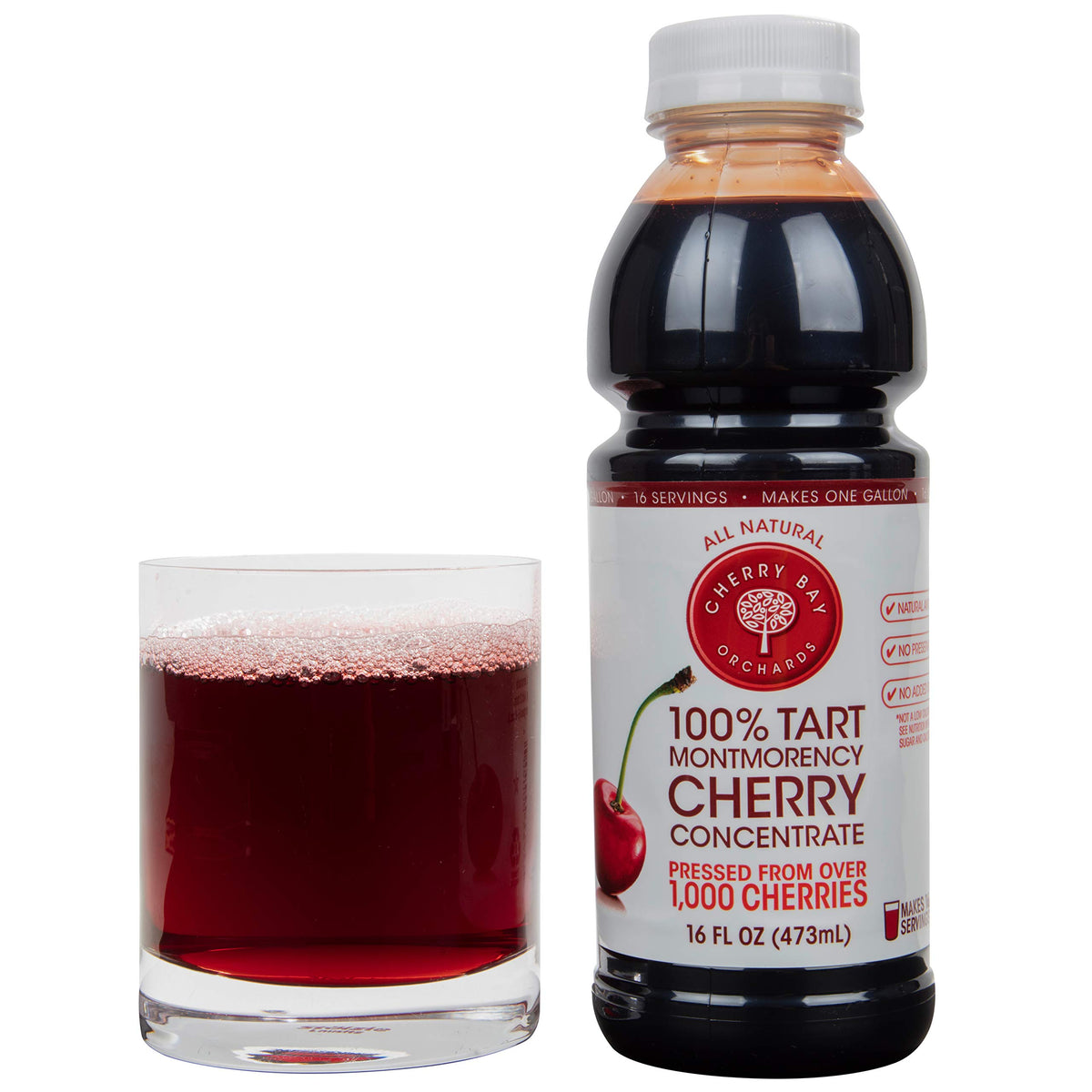 Cherry Bay Orchards Tart Cherry Concentrate measuring spoon for precise servings.