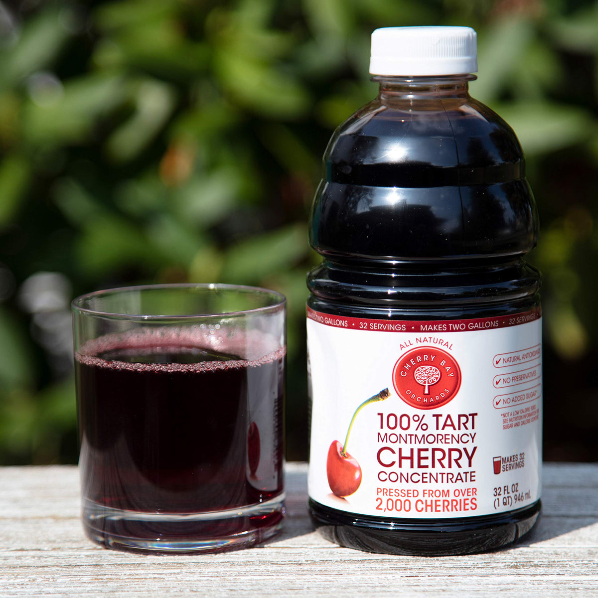 Cherry Bay Orchards Tart Cherry Concentrate no artificial flavors for a clean profile.