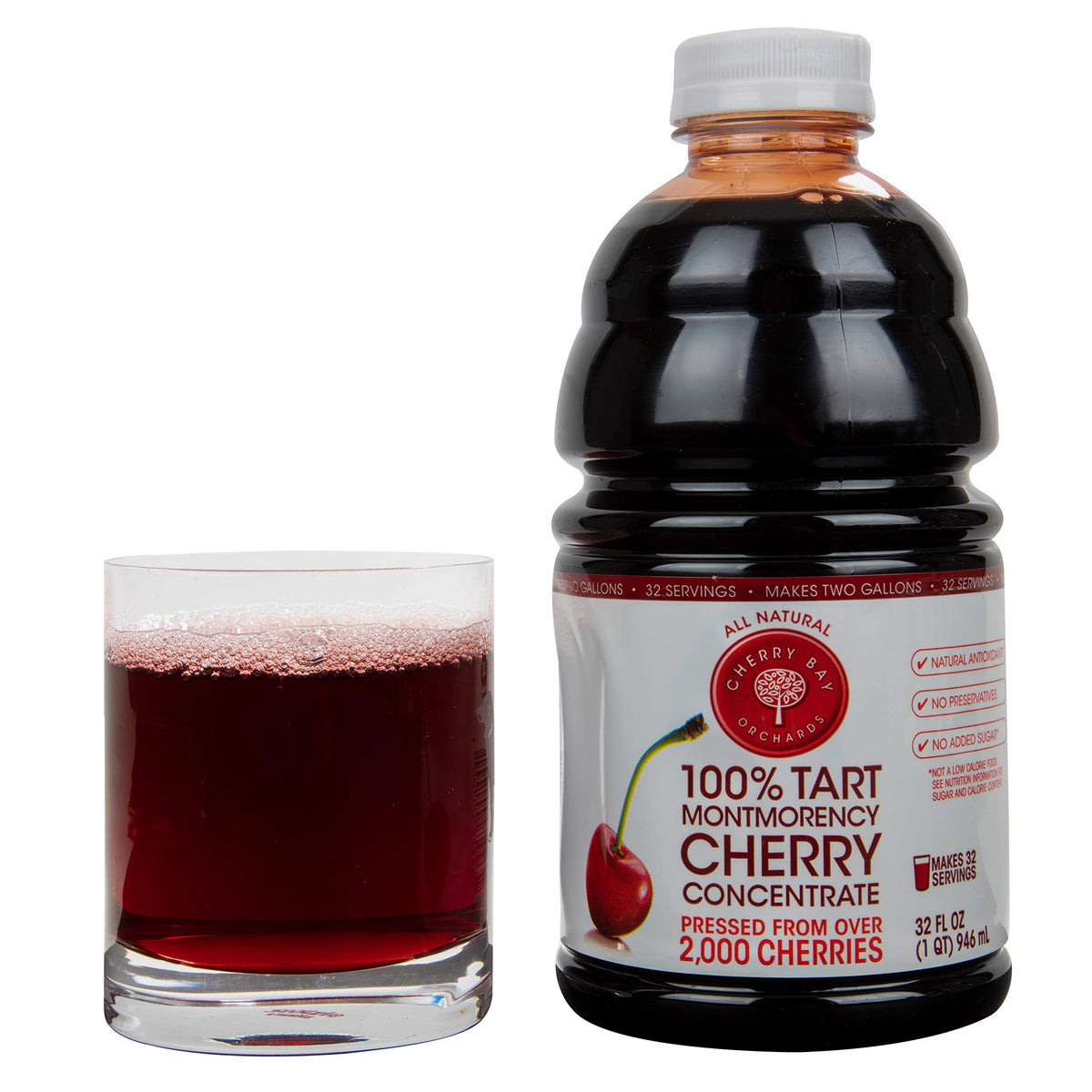 Cherry Bay Orchards Tart Cherry Concentrate close-up of vibrant tart cherries.