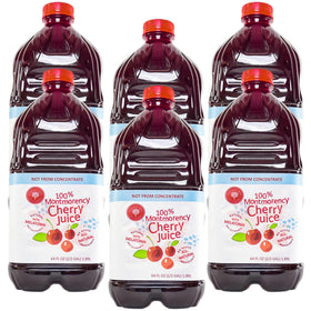 Cherry Bay Orchards Tart Cherry Juice bottle pouring into a glass for easy daily hydration.