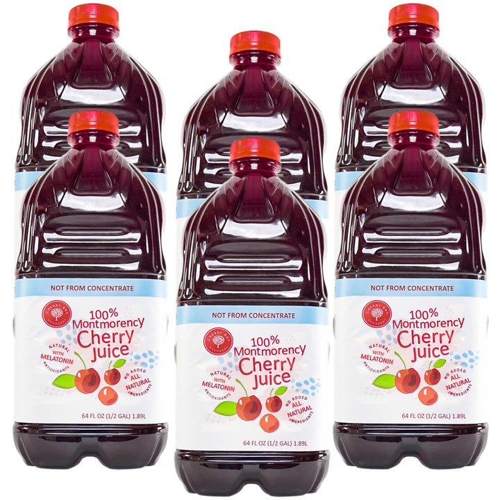 Cherry Bay Orchards Tart Cherry Juice bottle pouring into a glass for easy daily hydration.