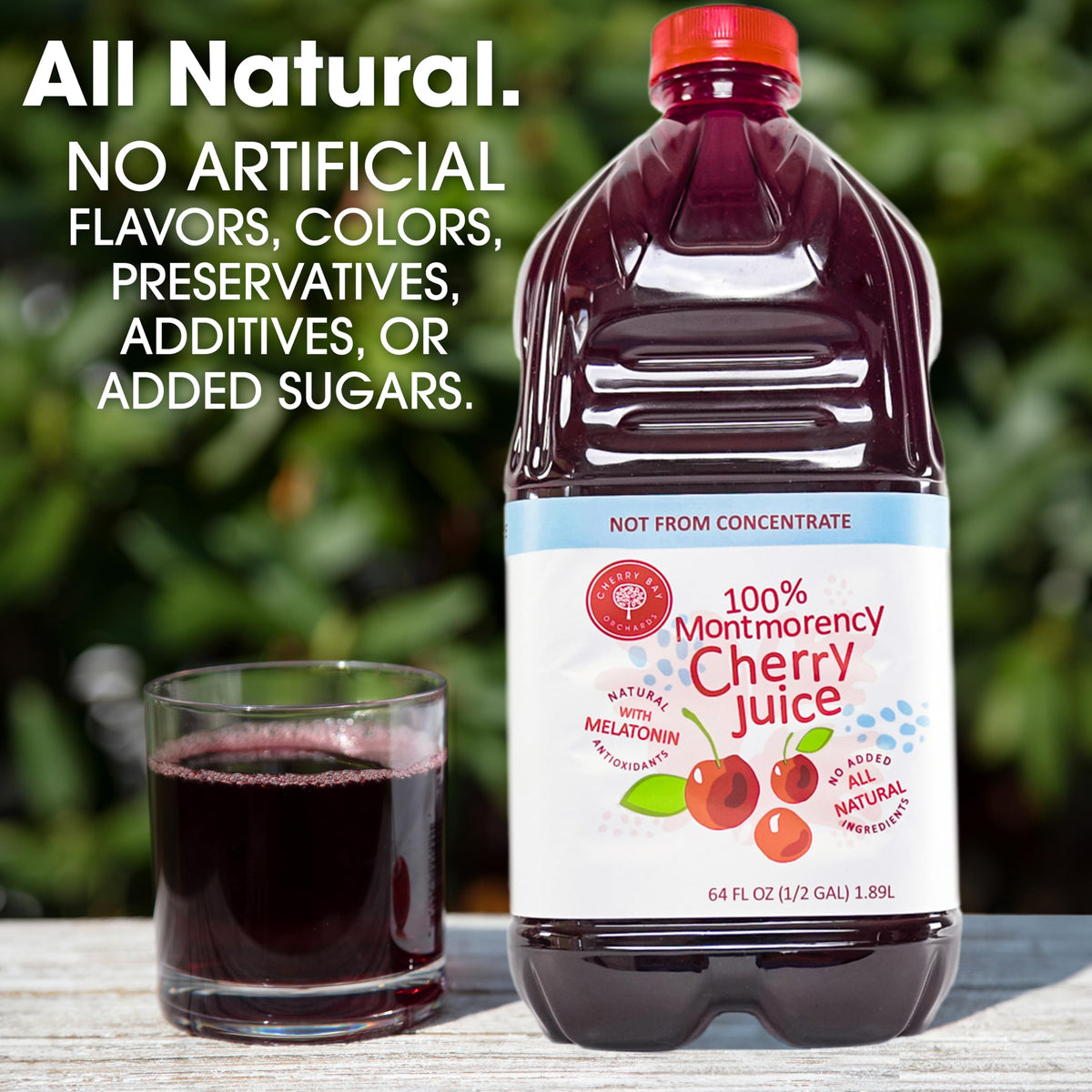 Cherry Bay Orchards Tart Cherry Juice glass presentation, perfect for refreshing daily beverages
