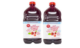 Cherry Bay Orchards tart Montmorency juice bottle close-up with deep color for refreshing post-workout hydration.