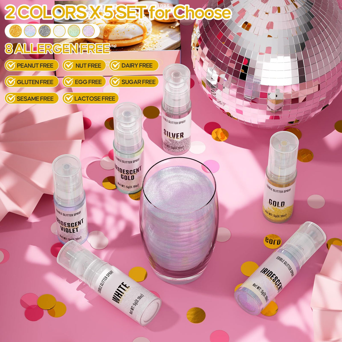 Cherrysea 5 color glitter sets for versatile decorating