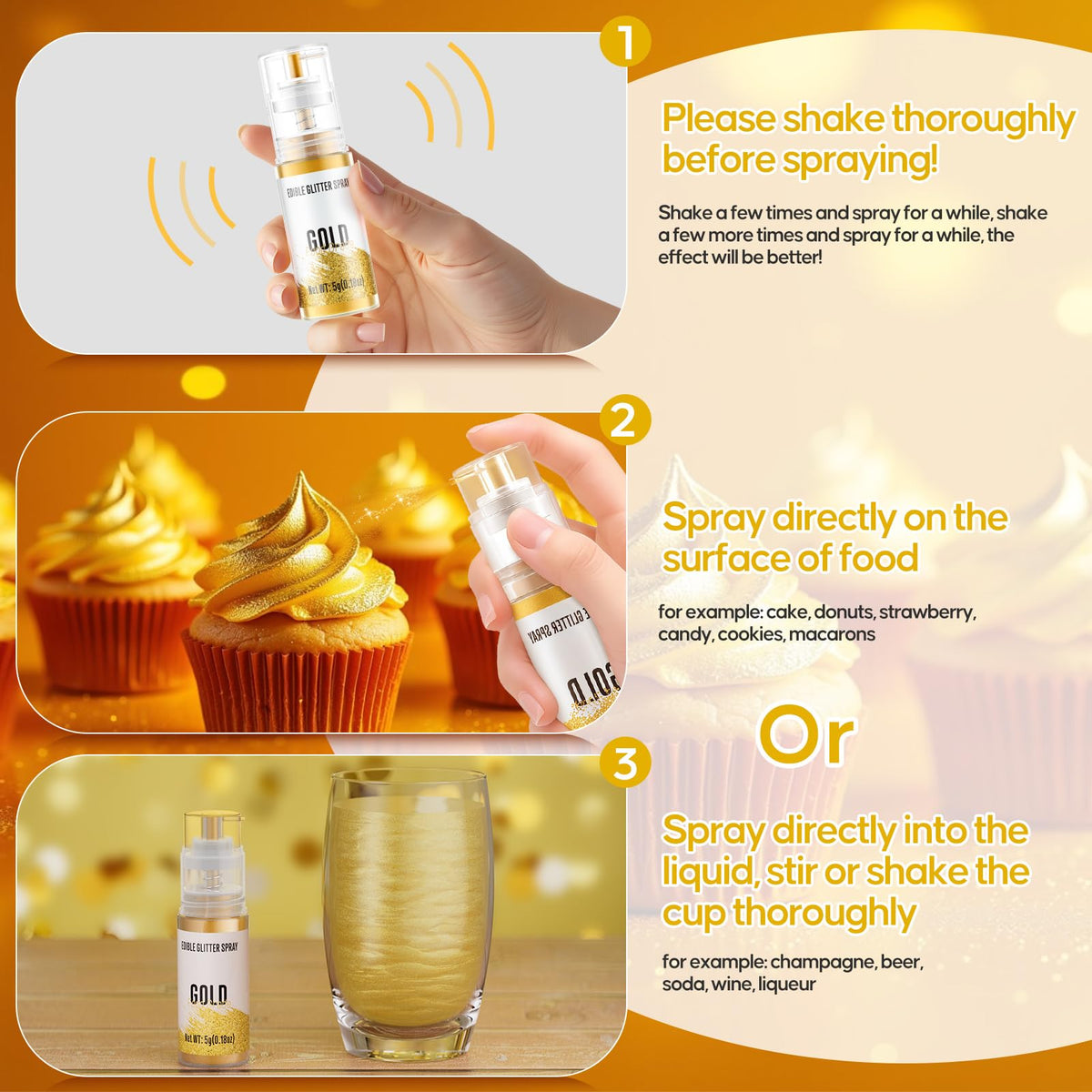 Cherrysea glitter spray for cocktails and beverages
