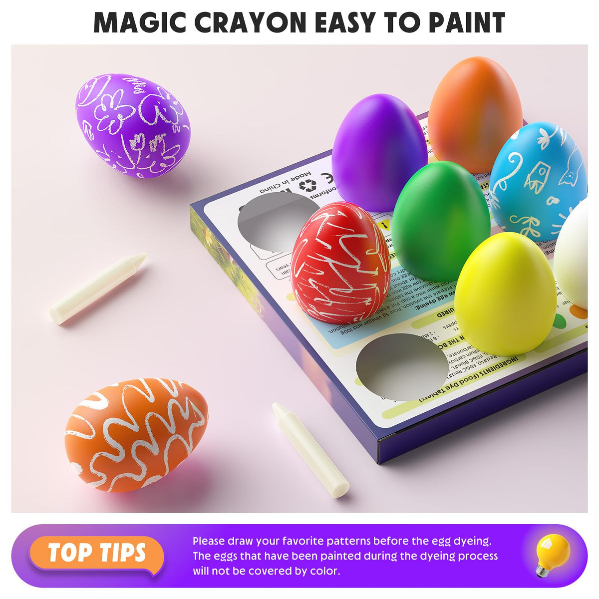 Cherrysea Easter egg kit magic crayons revealing hidden designs.